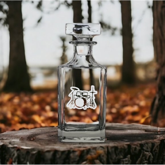 s-l1200.png Drum Set Decanter 26 Oz Bourbon Whisky Glass Music Band Rock Customize NEW